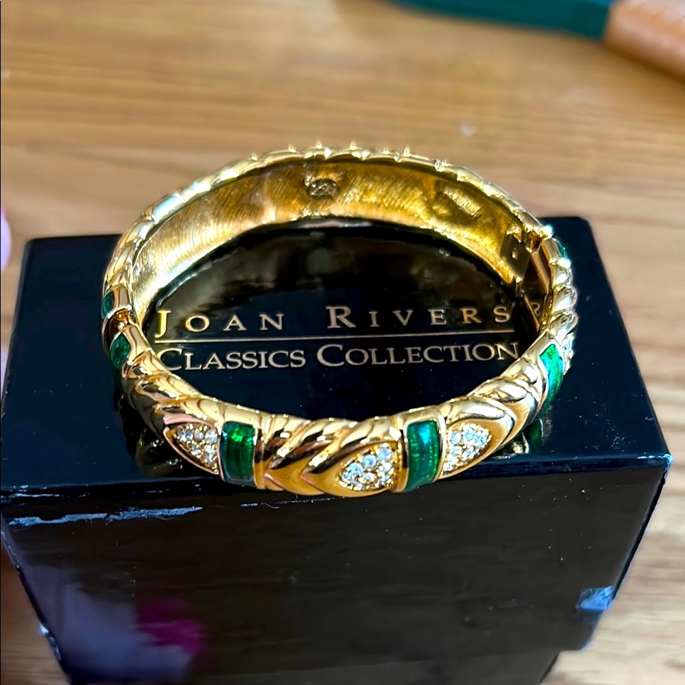Joan Rivers Gold and Green Gemstone Cuff Bracelet